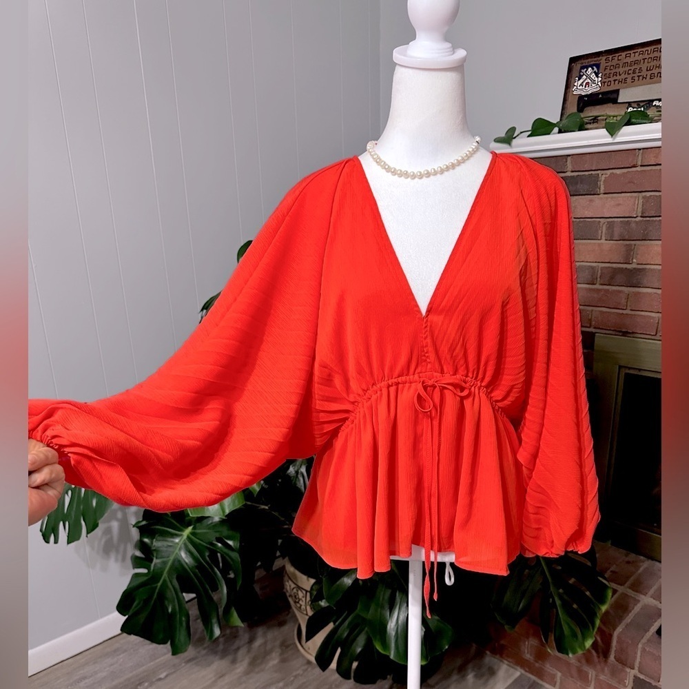 🛍️Promesa Balloon sleeves with pleated & drawstring waist size small excellent